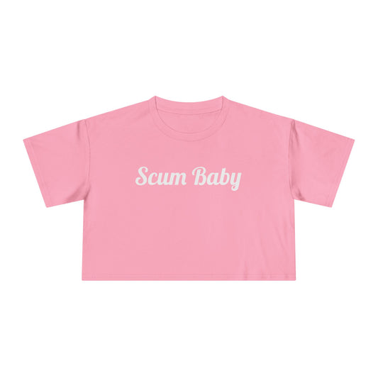 Scum Baby Women's Crop Tee | Trendy Casual Shirt, Gift for Her, Summer Wardrobe Essential, Streetwear Style, Unique Graphic Top