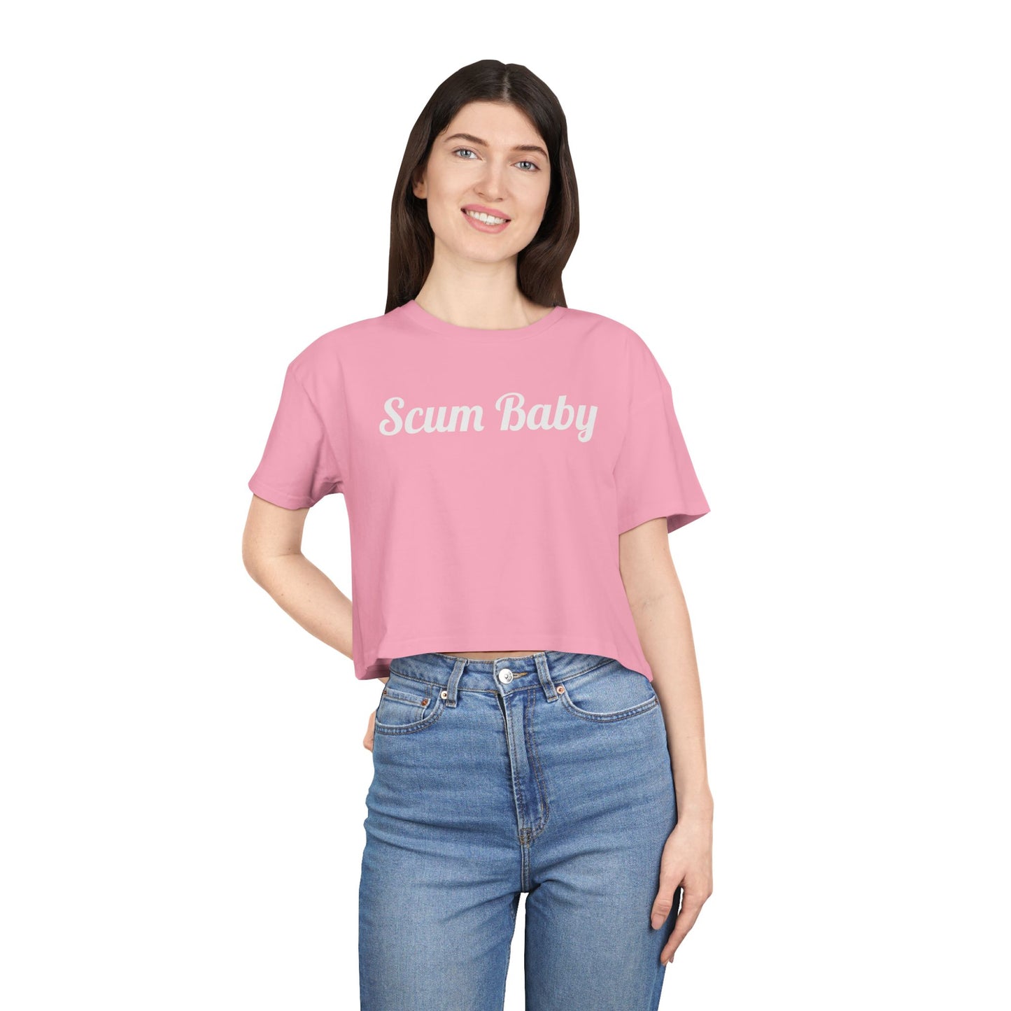 Scum Baby Women's Crop Tee | Trendy Casual Shirt, Gift for Her, Summer Wardrobe Essential, Streetwear Style, Unique Graphic Top