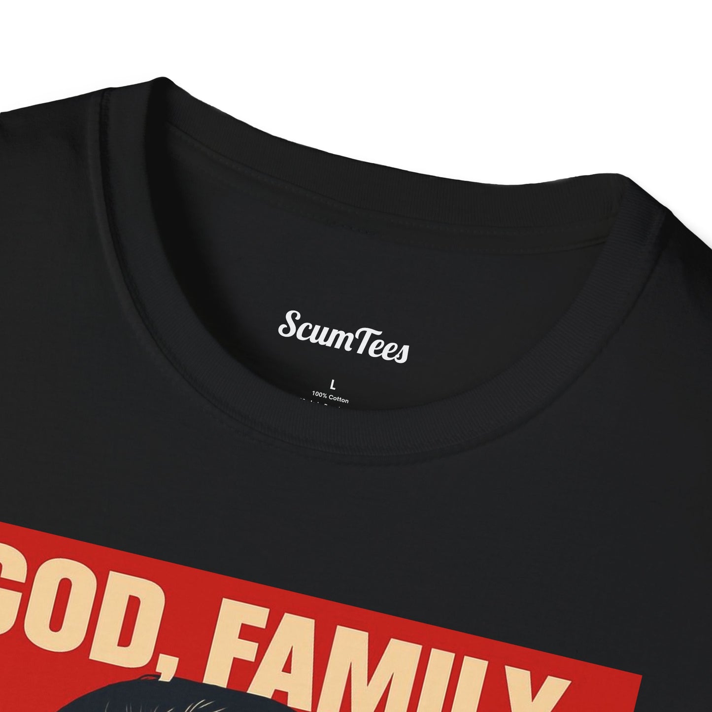 God, Family, Country Unisex Softstyle T-Shirt for Patriotic Wear, Family Gatherings, Holidays, Gifts, Casual Outfits